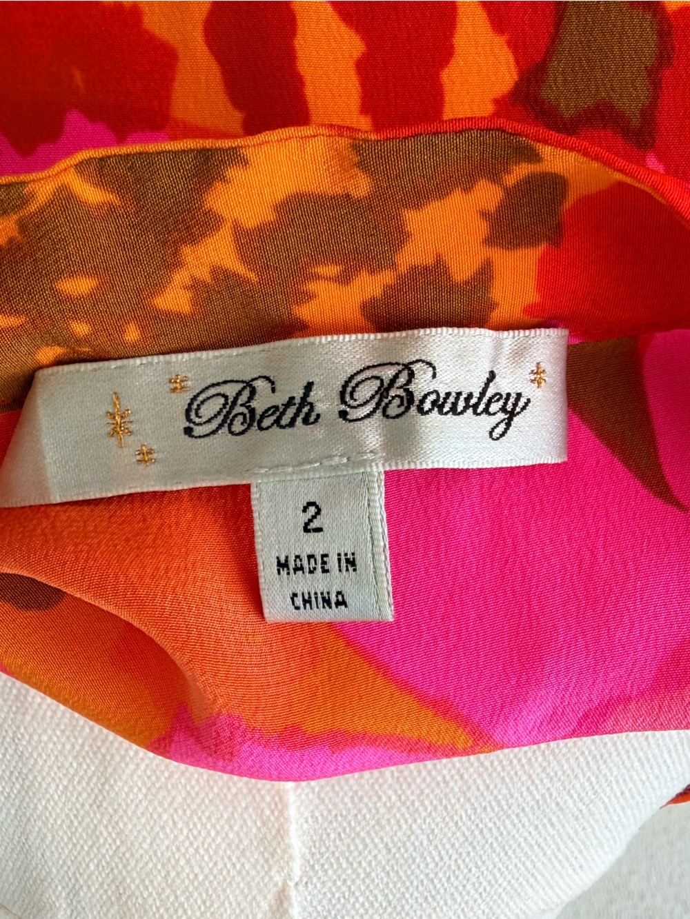 STUNNER! Beth Bowley 100% silk Pink & Red Sleeveless Dress. Removable belt, 2 - Picture 6 of 7